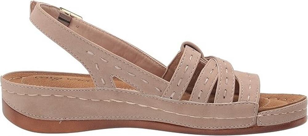 Easy Street Women's Kehlani Slingback Wedge Sandals, Natural Size 10W